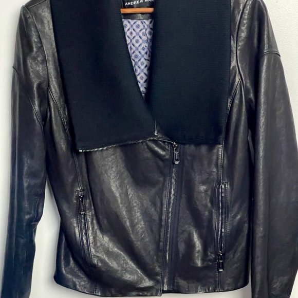 Andrew Marc Leather Jacket Size M - Picture 1 of 8